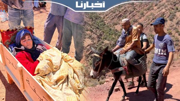 ساكنة دوارير "أدبدي" و"تيزرت" ضواحي تارودانت يستعينون بوسائل بداية لنقل المصابين